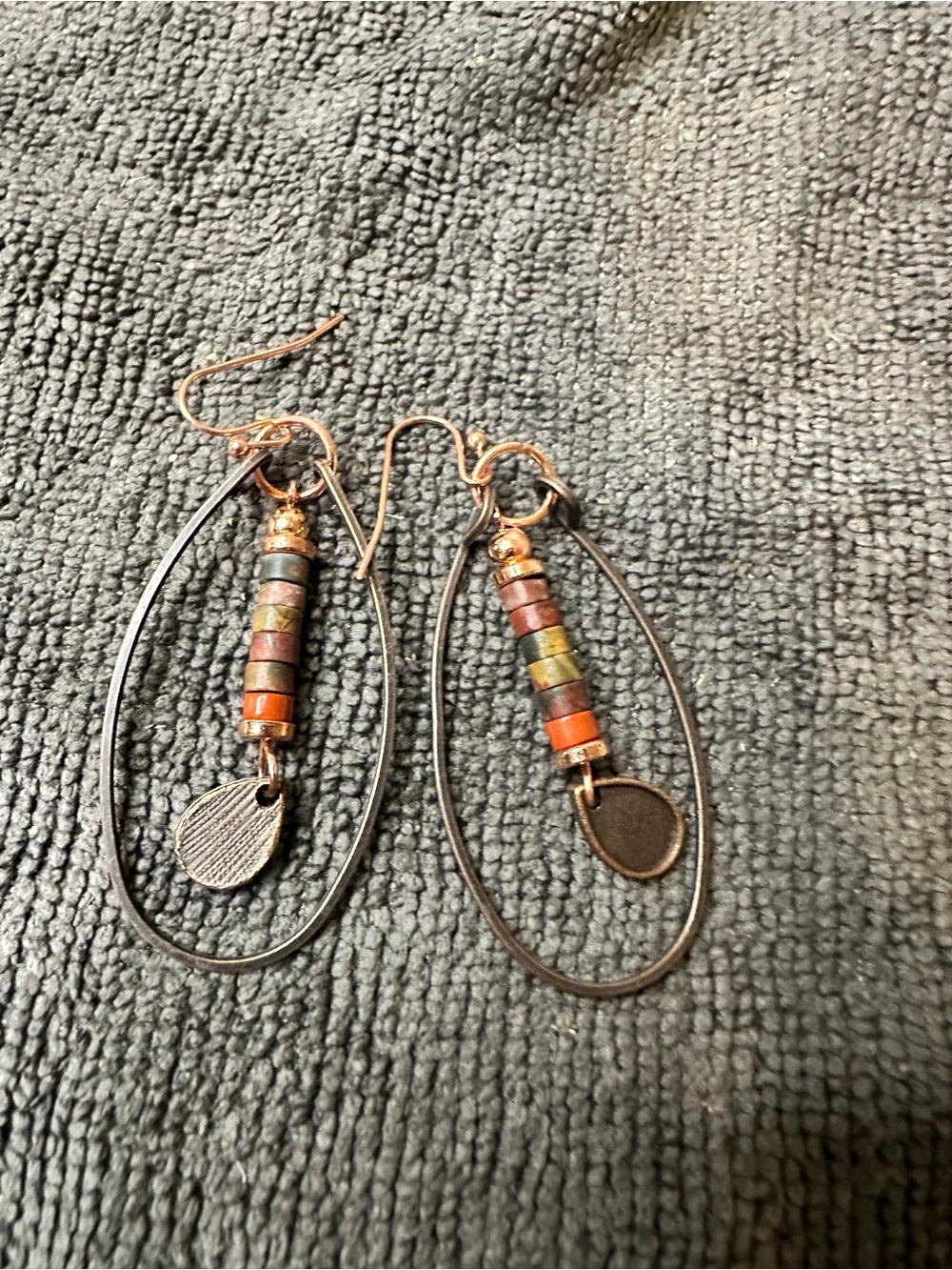 Unk Multicolor Beaded Hoop Drop Earrings with Teardrop Charm